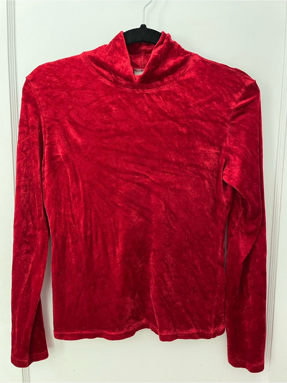 Vintage 90s y2k GAP Red Velvet Long Sleeve Mock Neck Top